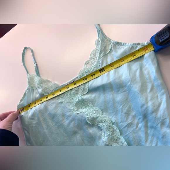 Max & Moi Paris Aqua Blue Lace Trim Silk Babydoll Camisole Tank Top Y2K Style - Picture 7 of 8